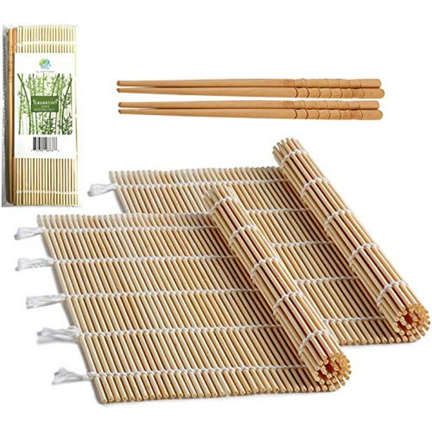 THY COLLECTIBLES Sushi Making Rolling Mat Natural Bamboo 9.5"x9.5" 2 PCS SET